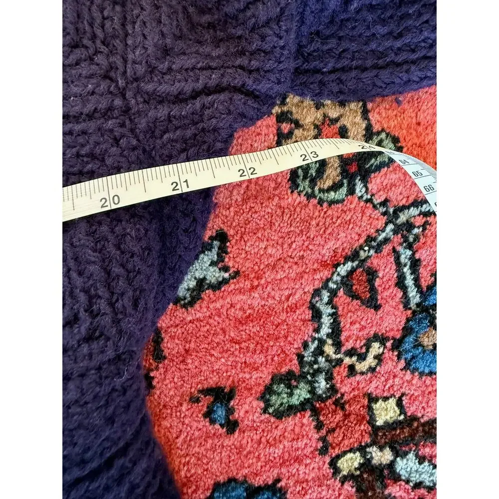 Vintage Crochet Sweater Granny Boho Duster Women's XS- M Navy Knit - Picture 5 of 7